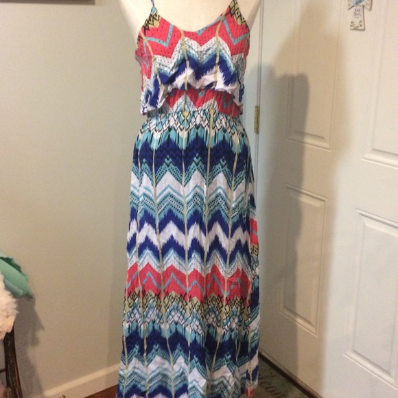 Watermelon Chevron Maxi Dress